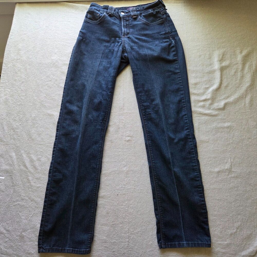 NYDJ Marilyn Straight Jeans Womens 4 (28x32) Blue Ankle Stretch Dark Wash Denim